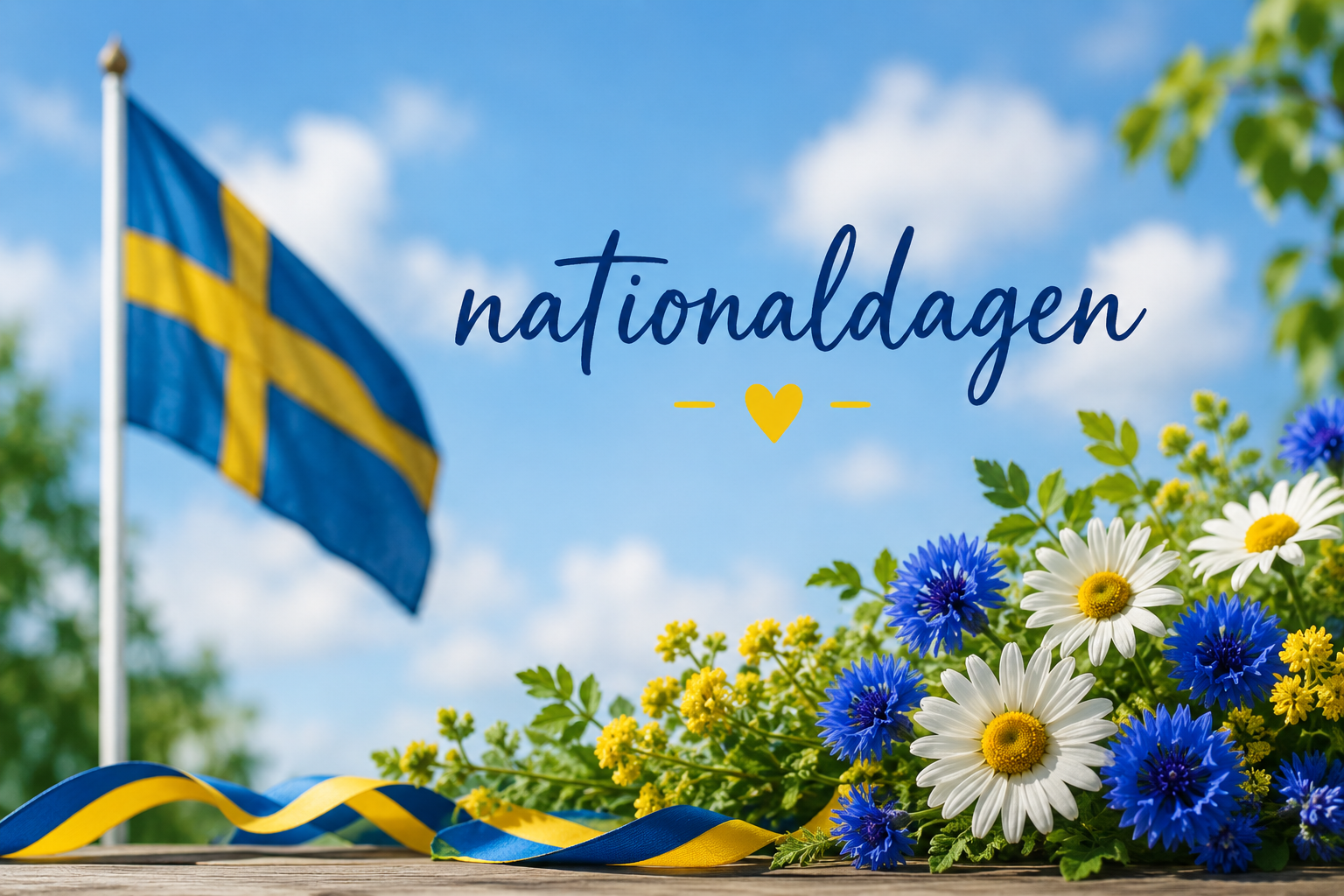 Nationaldagen, sveriges flagga, sommarblommor